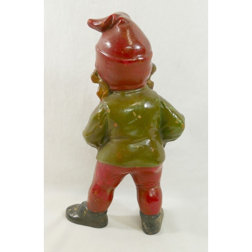 317A - A German Heissner vintage terracotta garden gnome, 28cm high