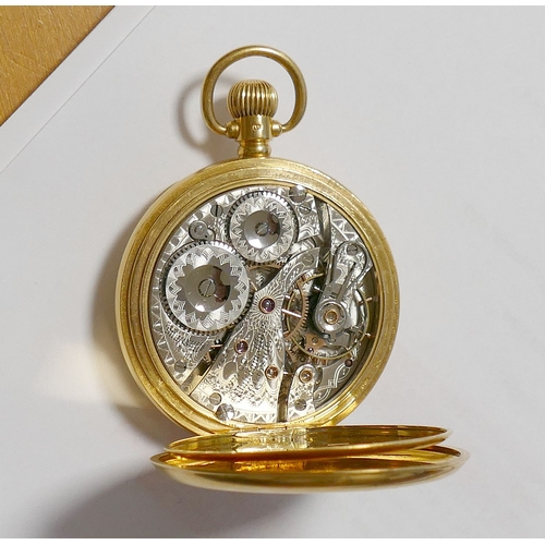 75 - An early 20th century Waltham stem wind hunter pocket watch with 18 carat gold Dennison case, Birmin... 