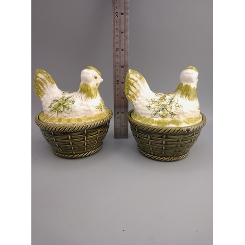 18 - Casa Pupo Vintage Hand Painted green , White Hen
