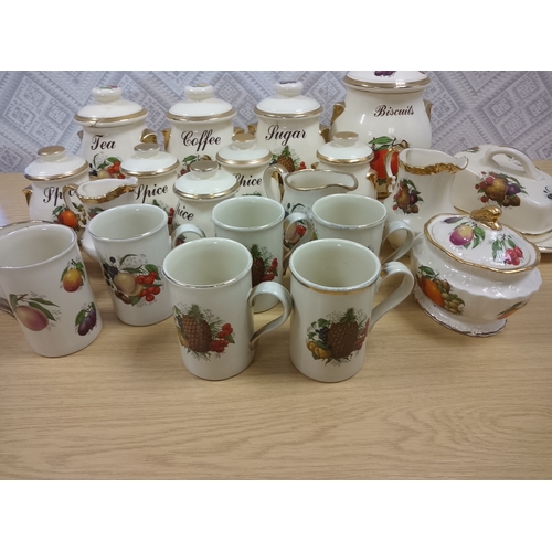 21 - Large collection of Staffordshire fruit design kitchen items