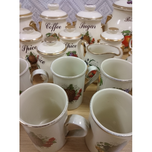 21 - Large collection of Staffordshire fruit design kitchen items