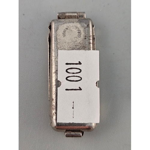 48 - Antique pocket shrine, porta saint, travellers shrine, little statue, miniature silver plated statue... 