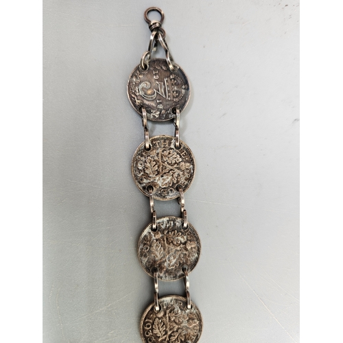 49 - VINTAGE SILVER 3 PENCE COIN SWEETHEART BRACELET
gross weight 12.5g