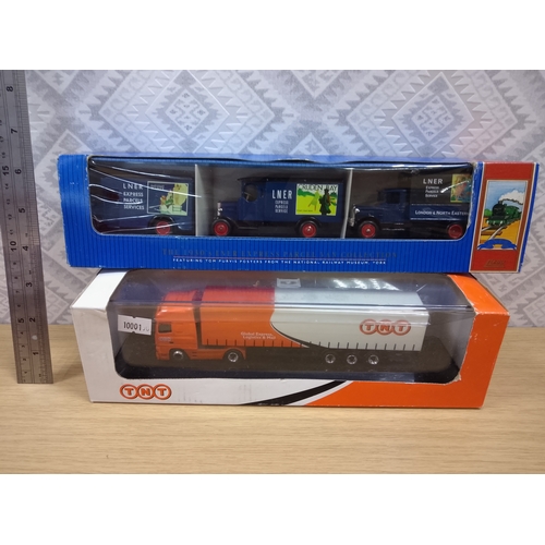 130 - Corgi TNT lorry and 3 cars in boxes