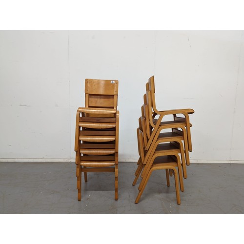 7 - Set of 10 vintage children's stacking school chairs.