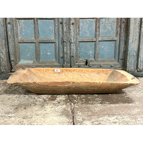 35 - Large vintage dough bowl.

Dimensions: Width- 99 cm, Depth- 38 cm, Height- 16 cm