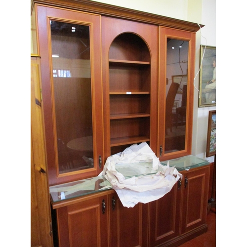 165 - A large part glazed cherrywood lounge cabinet