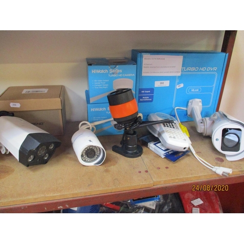 181 - Assorted CCTV equipment together with a Brother P-Touch label printer