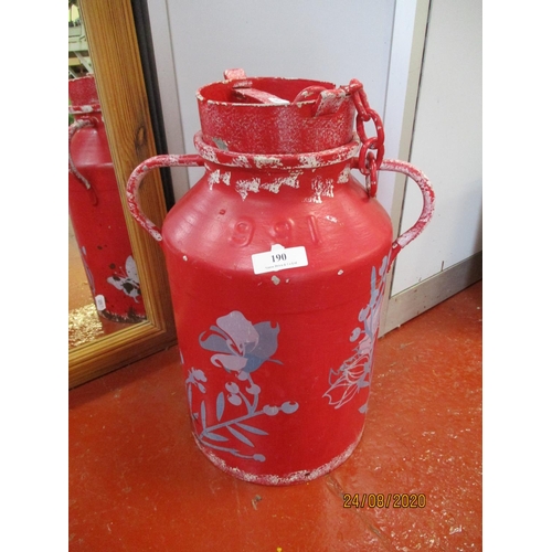 190 - A vintage milk churn with hand painted decoration