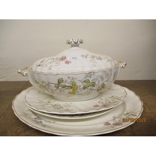 472 - A nineteenth century tureen and cover together with three matching platters