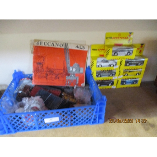 437 - A quantity of Meccano together with seven sports car collection model cars