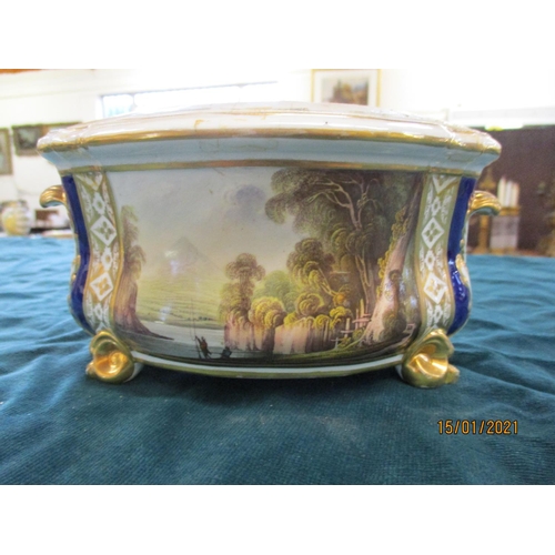 103 - A Bloor Derby bough pot decorated with topographical scenes together with a similar smaller pair