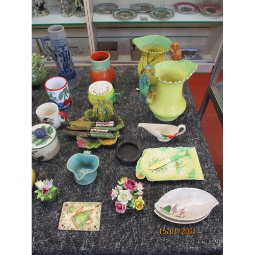 170 - A quantity of china to include an asparagus dish, Camel advertising ashtray, Burleigh Ware jugs etc.