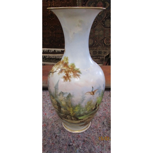 187 - A Paris baluster vase painted in colours with elegant ladies and gentlemen out hunting wearing eight... 