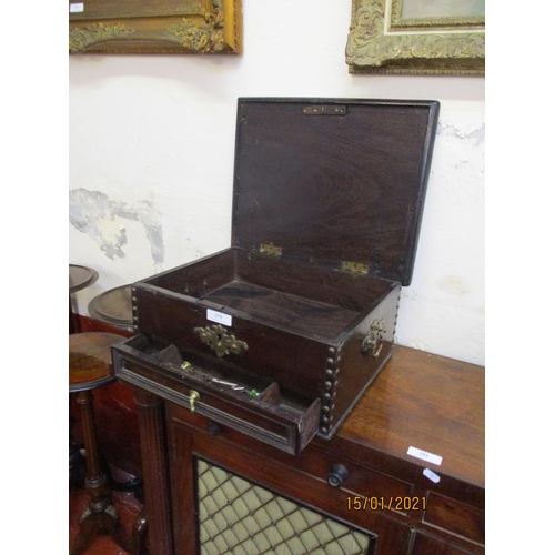 279 - An eighteenth century mahogany bible box fitted a fall drawer below with concealed lock