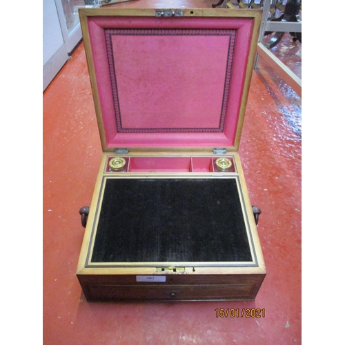 302 - A Regency inlaid rosewood rectangular writing slope the lid transfer printed with a medieval marriag... 