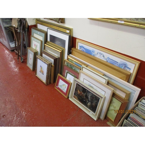 327 - A large and varied accumulation of framed pictures and prints