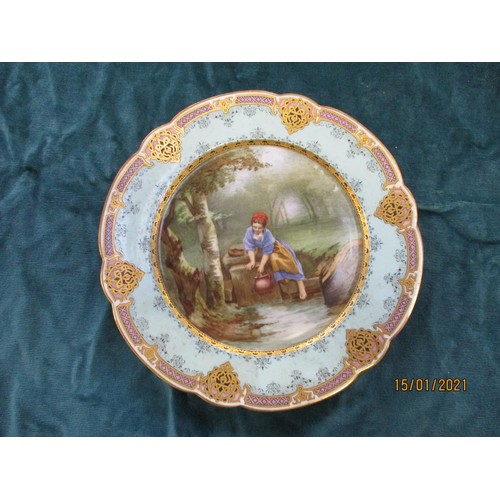 130 - A set of four Paris hand painted porcelain plates together with two others depicting sea shells