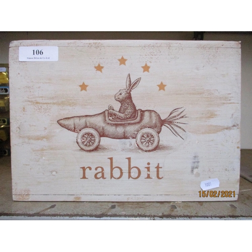 106 - A small stool decorated with a rabbit