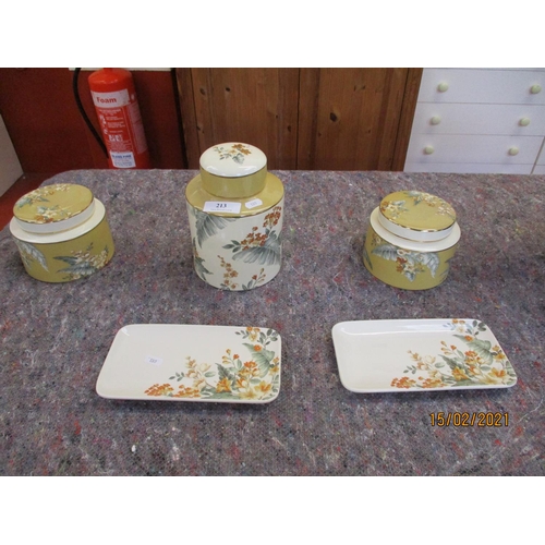 213 - A range of Laura Ashley lidded pots and two matching trays