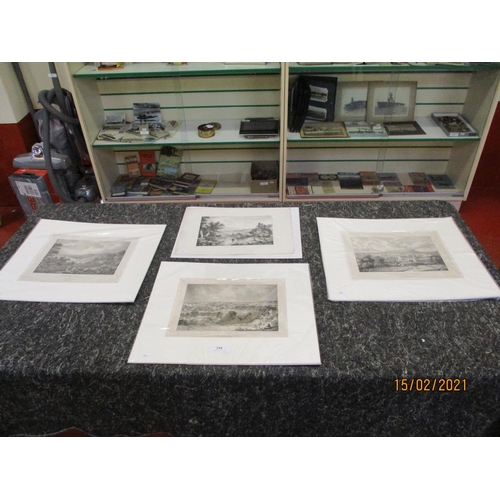 216 - A set of four mounted lithographs pertaining to various views of Jersey