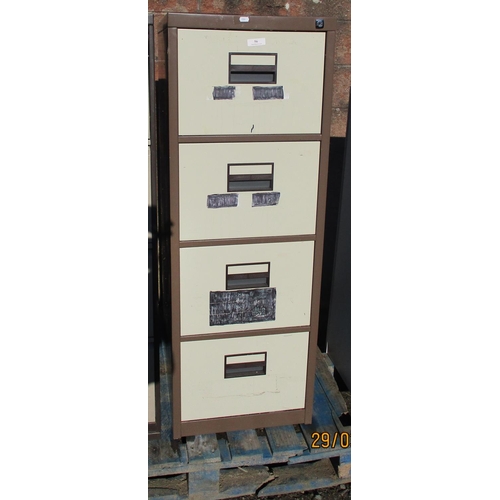 56 - A four drawer metallic filing cabinet