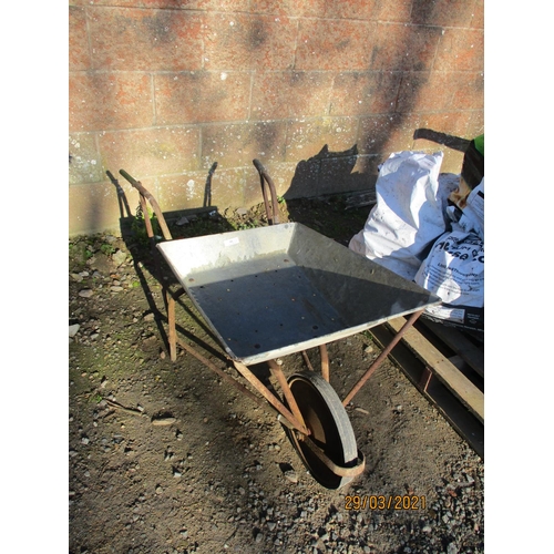 66 - A galvanised garden wheel barrow