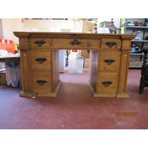 432 - A pine twin pedestal desk