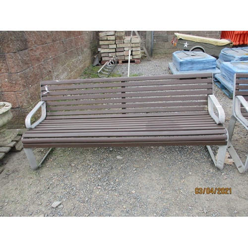 30 - A contemporary aluminium and teak garden bench