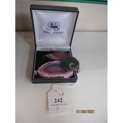 242 - Three Agate and solid silver pendants