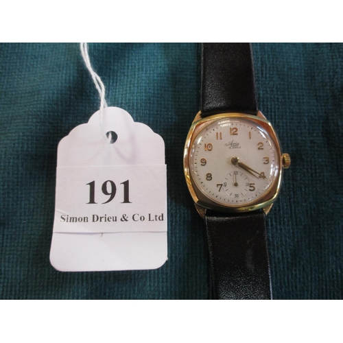 191 - An Avia 16 jewel 9 carat gold wrist watch