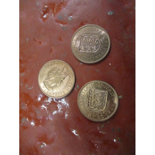 195 - Three sacks of uncirculated Island of Jersey Liberated 1945 commemorative 1/12th shilling coins