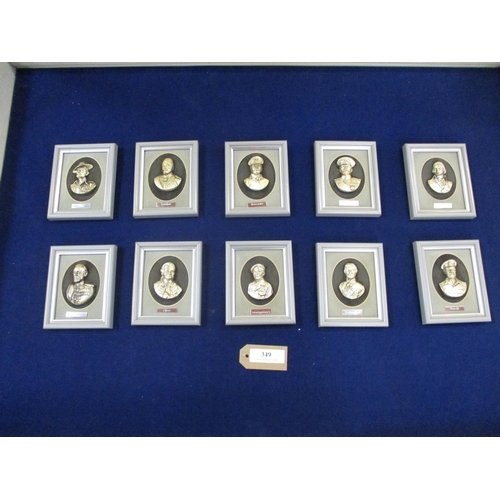 349 - Ten small wall plaques depicting war veterans