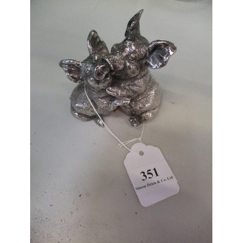 351 - A Country Artists sterling silver model of a pair of piglets