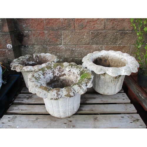 32 - Three reconstituted stone garden planters