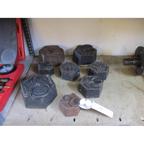 116 - A collection of vintage scale weights