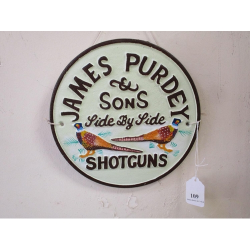 109 - A James Purdey & Sons Side by Side Shotguns sign