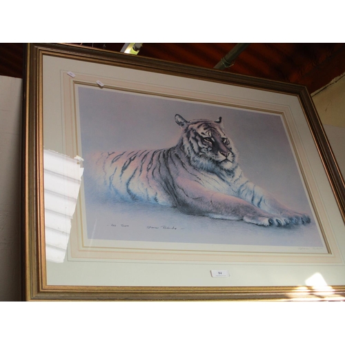 84 - A large framed print of a Red Tiger by Spencer Roberts  signed in the mount in pencil