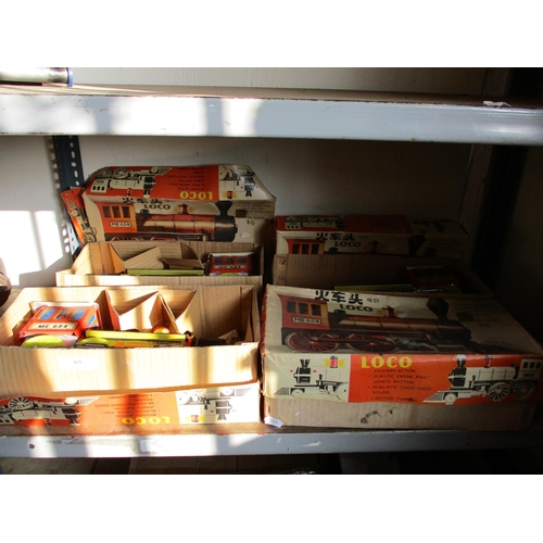 89 - Four vintage tin Loco metal trains