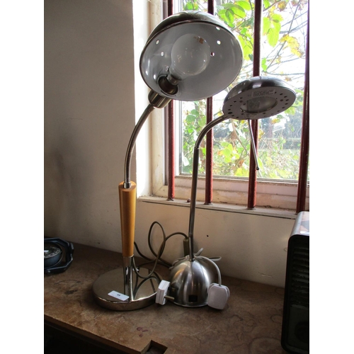98 - Two chrome desk lamps