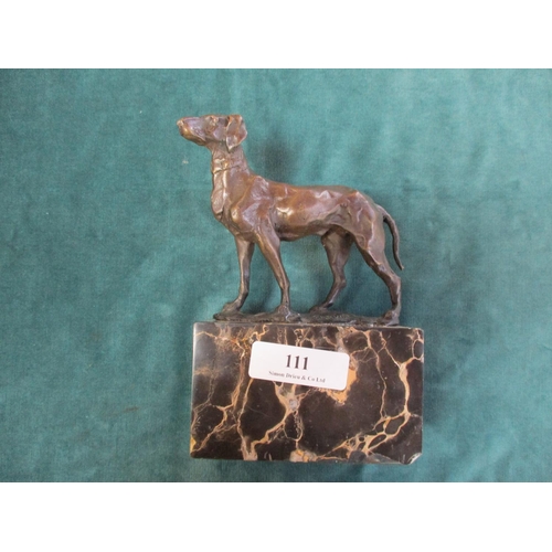 111 - A bronze of a hunting dog signed L. Carvin