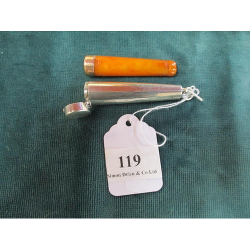 119 - A silver cheroot holder with gold band (Chester)