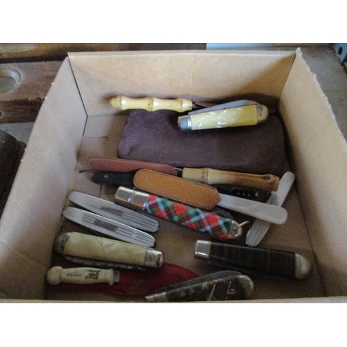88 - A quantity of old woodworking tools, penknives etc.