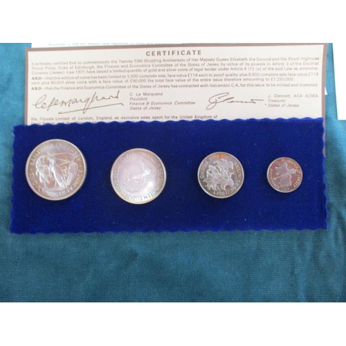 140 - A cased set of Bailiwick of Jersey 1972 Royal Wedding Anniversary coinage