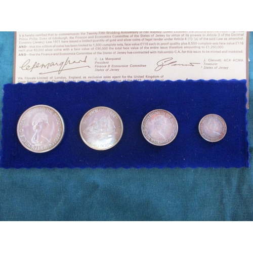 140 - A cased set of Bailiwick of Jersey 1972 Royal Wedding Anniversary coinage