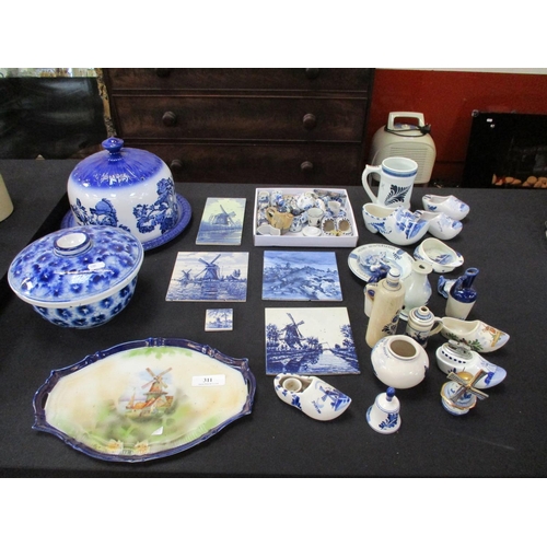 311 - A quantity of blue and white and Delft china