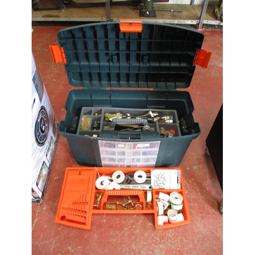 104 - A tool box containing a quantity of plumbing tools