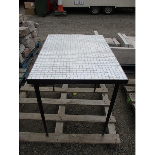 95 - A mid twentieth century metal and marble tile top table