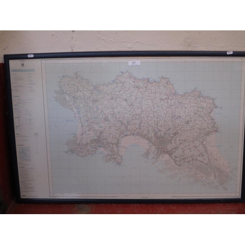 237 - A framed Ordnance Survey map of Jersey