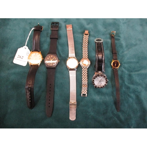 262 - A collection of six watches including Gucci, Swatch, Sekonda and Bvlgari